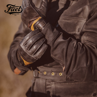 三冠王复古牛皮舒适软护甲防摔秋冬保暖机车手套 FUEL攀爬者