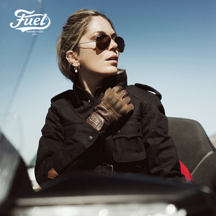 女骑复古真皮绒面秋冬保暖护甲防摔城市骑行手套 FUEL攀爬者