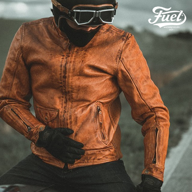 【FUEL攀爬者】波旁天然鞣制擦色复古进口牛皮城市骑行夹克