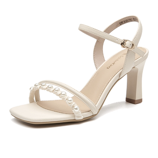 蜘蛛王女鞋官方旗舰店正品2025年夏季新款仙风外穿一字扣高跟女凉