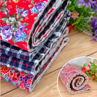 春秋手工DIY丝棉绗缝可水洗手工布鞋保暖做拖鞋的布料三层夹棉面