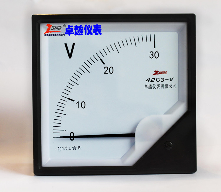 卓越仪表厂指针式方形直流电压测量仪表42C3 0-30V