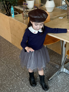 日系生日裙子公主裙珠片网纱半身裙 春秋款女童洋气亮片百搭裙子