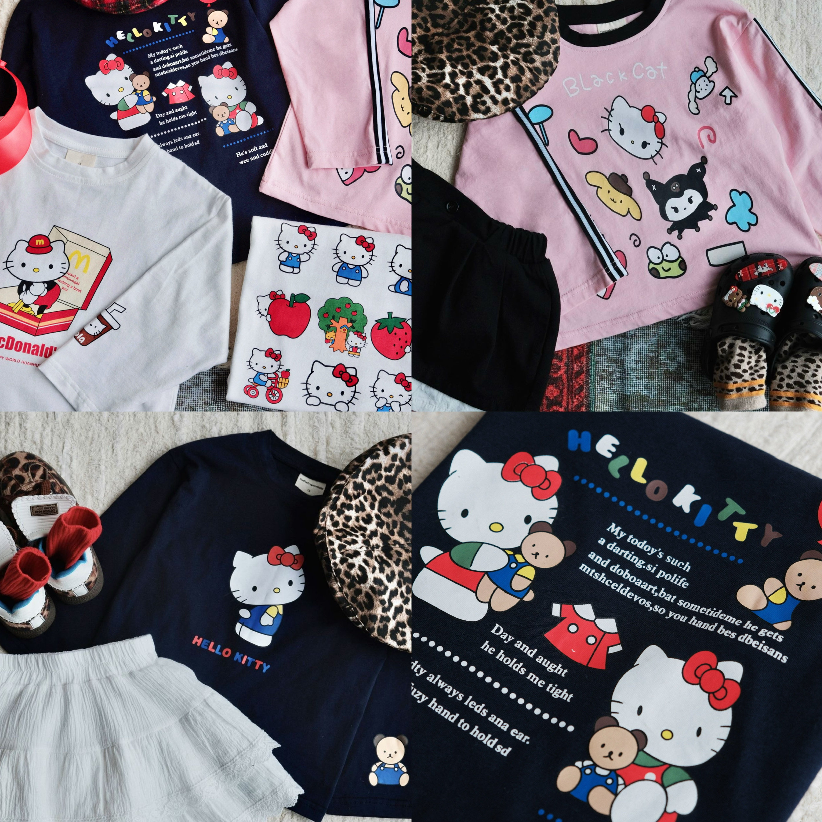 Kitty和 McDonald’s 长袖小T恤 日系甜辣风可爱女童棉t恤打底t,童装/婴儿装/亲子装,T恤,淘宝优惠券,粉丝福利购,淘宝优惠卷
