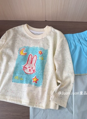 女童春薄棉卡通兔长袖两件套