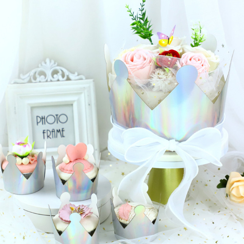 公主可爱蛋糕装饰摆件纸卡皇冠围边儿童派对甜品台莎莎插排插卡