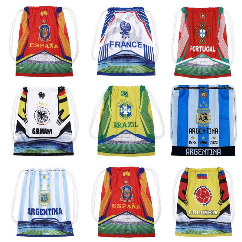 世界杯球迷纪念西班牙法国德国英格兰队足球背袋球袋主题活动礼品