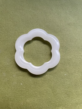 和田玉白玉海棠环仿古环宋式压襟汉服配饰挂件