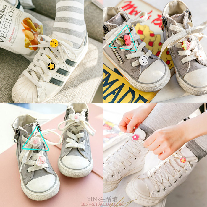 韩国进口angelrena草莓樱桃笑脸五角星小白鞋子装饰 鞋扣 鞋带扣