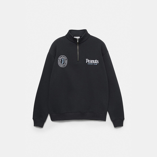 ●现货PULL&BEAR联名限定史努比冰球俱乐部半拉链领卫衣