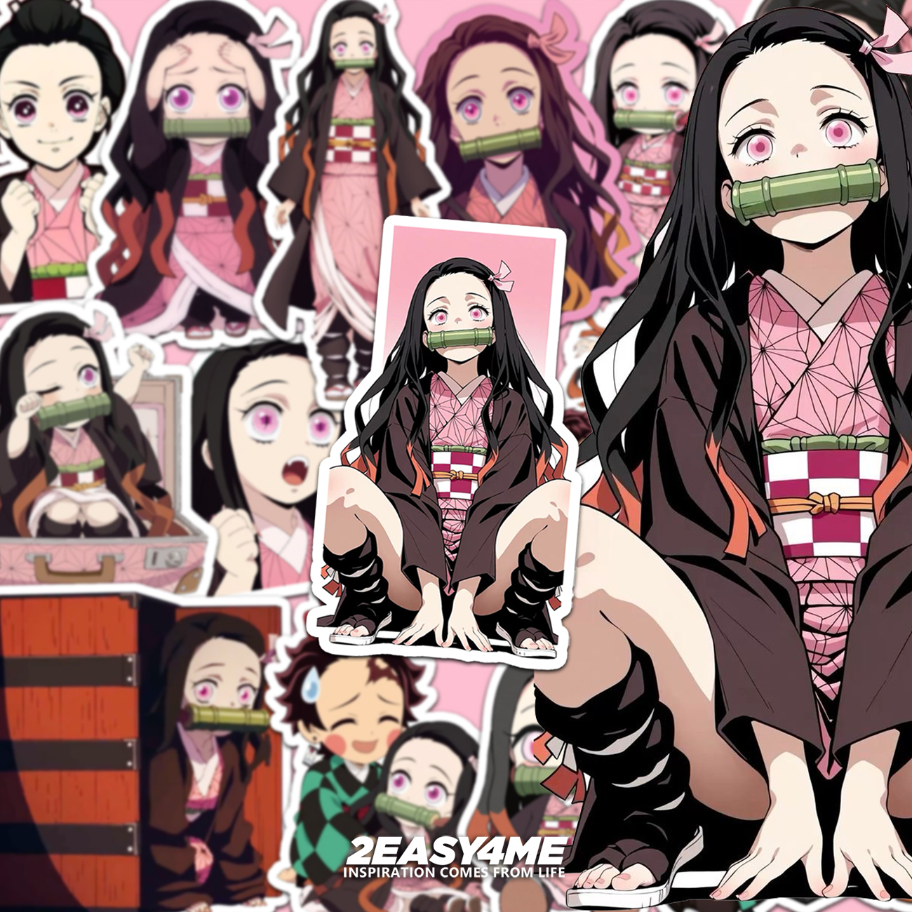 二次元卡通动漫鬼灭祢豆子之刃同人个性平板手机日系装饰防水贴纸