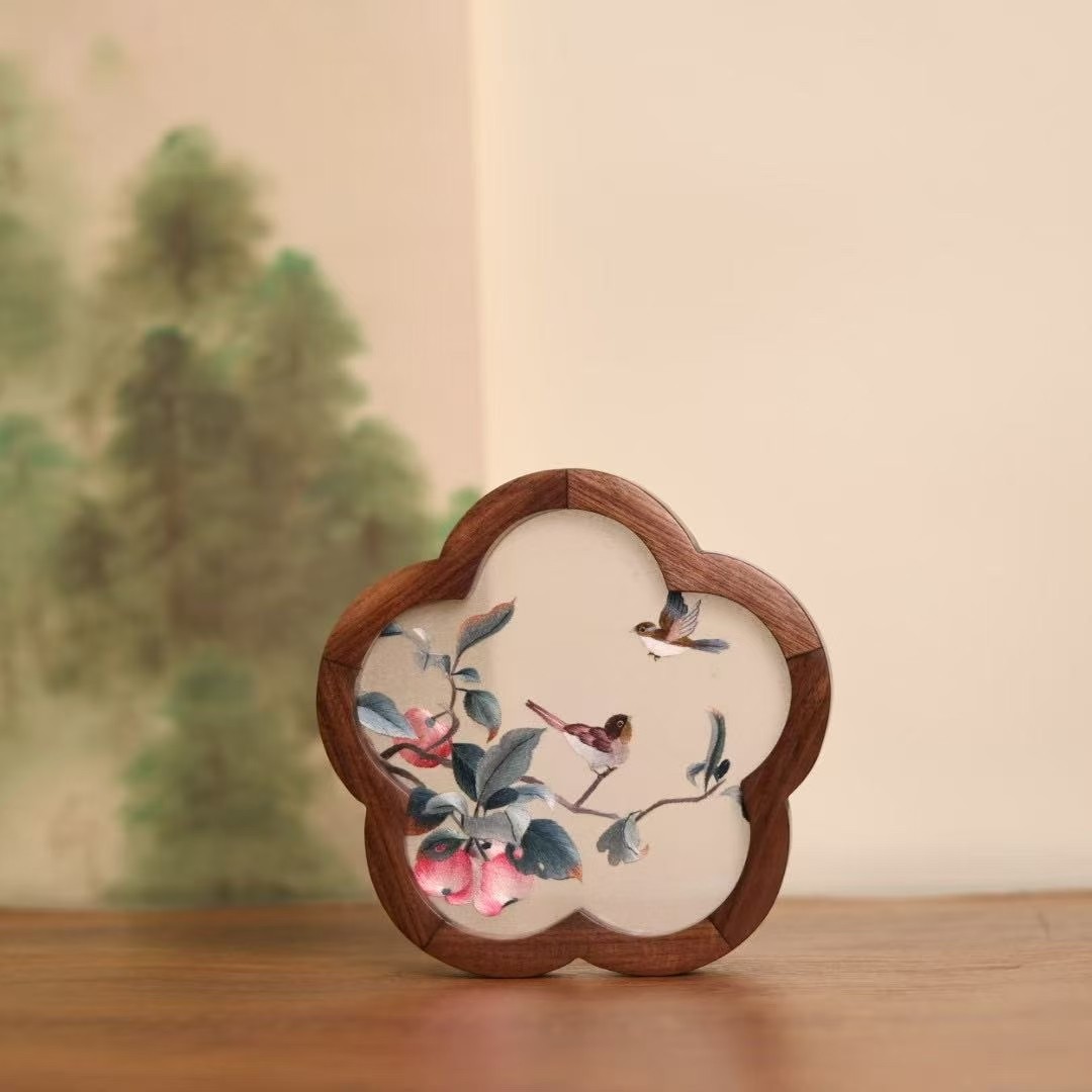 双面刺绣桌面创意小摆件室内装饰台屏复古摆台苏绣商务特色伴手礼