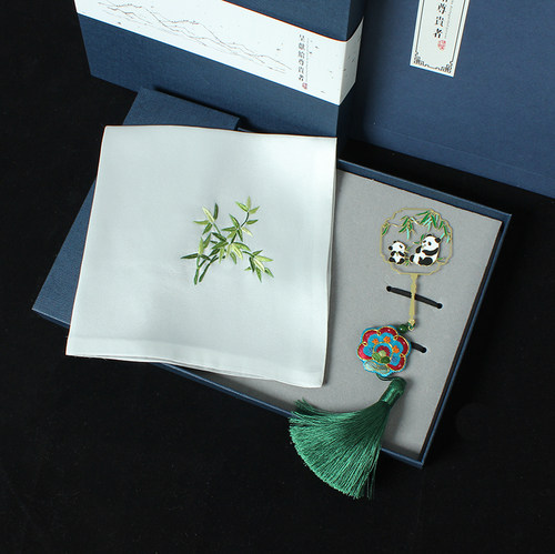 苏绣礼品真丝刺绣手帕复古风书签