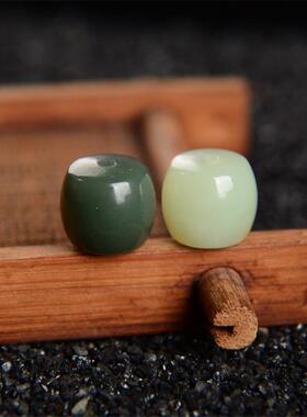 天然和田玉单珠老型珠新疆且末料直切散珠12手串diy配珠文玩配饰