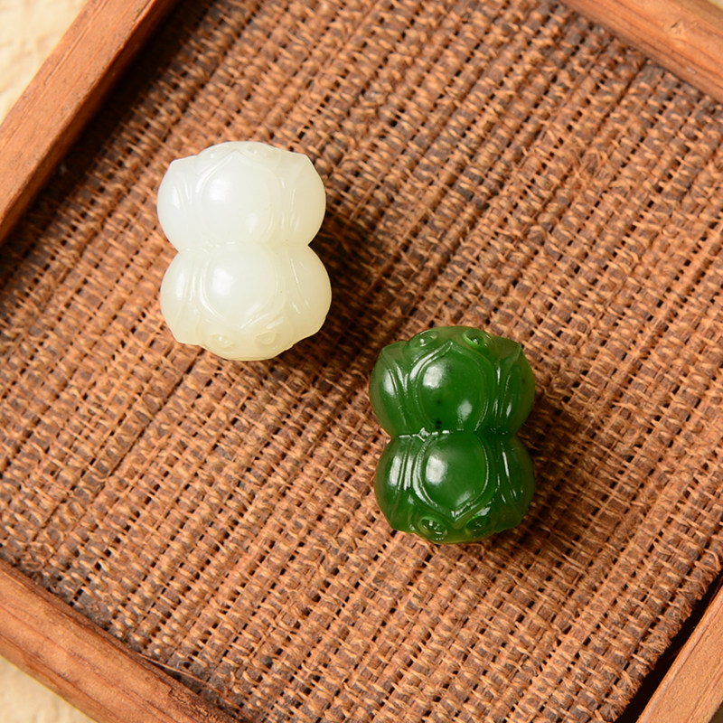 和田玉吊坠女款并蒂莲挂件且末羊脂白玉碧玉diy手串配珠配件价优