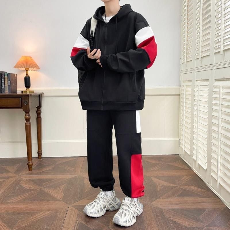 秋冬潮流男装三件套男穿搭衣服帅气中学生青少年休闲运动卫衣套装