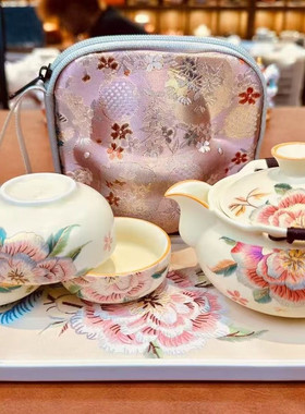 汝窑手抓壶茶具套装家用高档盖碗茶杯泡茶壶功夫旅行装