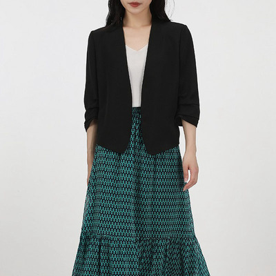 早春新款醋酸缎面麻西装外套