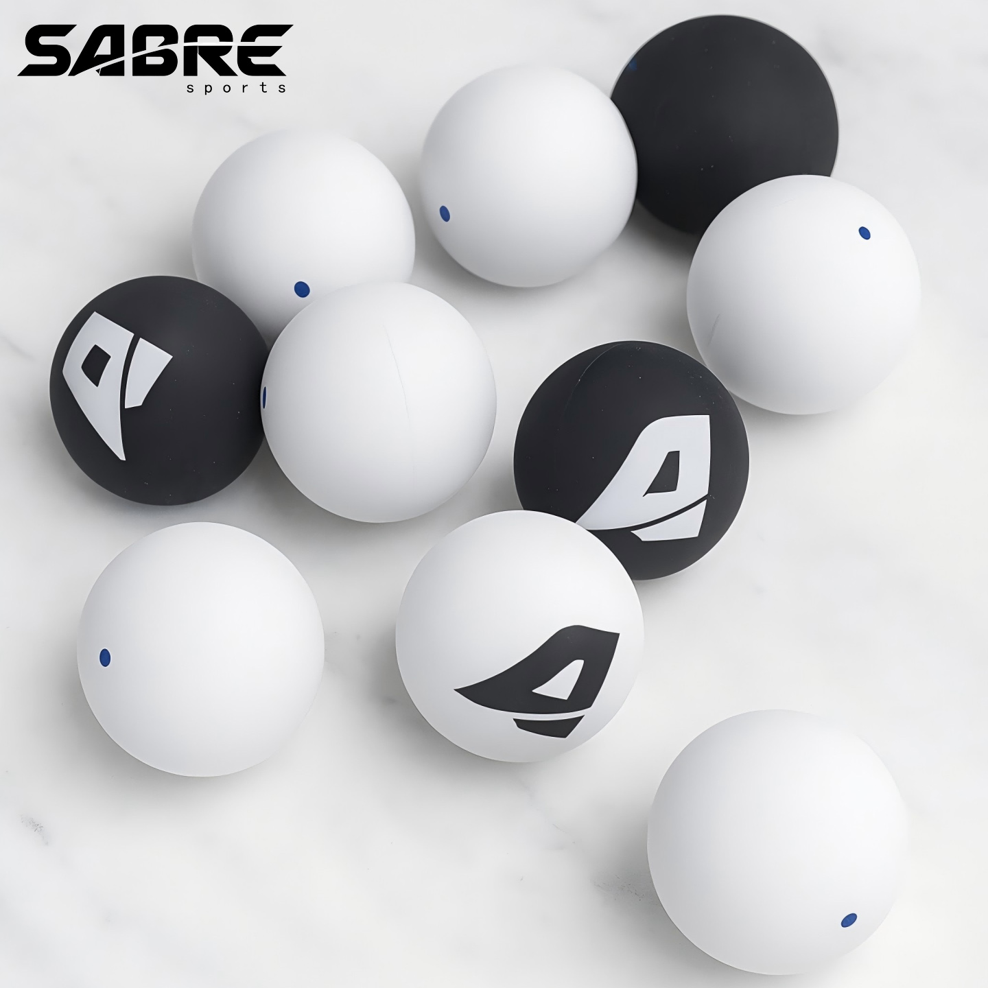 白色壁球蓝点球弹性大初学者入门