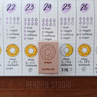 README运动进度甜甜圈 每日步数卡路里记录印章 认真生活习惯打卡