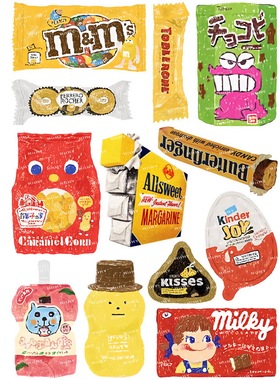 中号F0046-11怀旧复古零食潮牌笔记本电脑手机吉他旅行拉杆箱贴纸