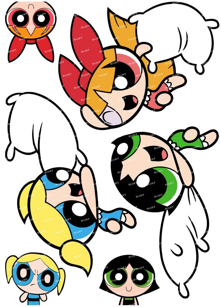 中号f0399-02飞天小女警卡通动漫电脑手机吉他旅行行李拉杆箱贴纸