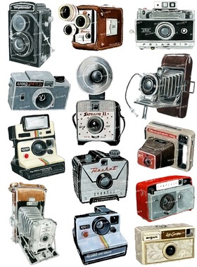 大号F0046-14怀旧复古相机潮牌笔记本电脑手机吉他旅行拉杆箱贴纸