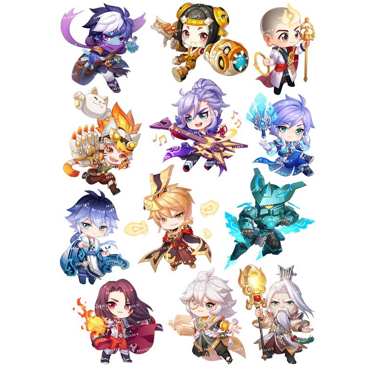 王者荣耀Q版行李箱贴纸个性动漫可爱萌电脑ipad电动车头盔旅行