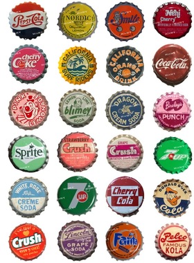 中号F0046-08怀旧复古瓶盖潮牌笔记本电脑手机吉他旅行拉杆箱贴纸