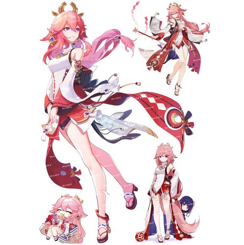 中号F0419-16原神八重神子动漫游戏电脑笔记本吉他旅行拉杆箱贴纸