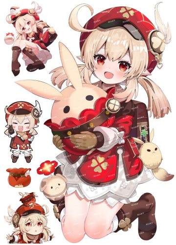 大号F0414-01原神可莉动漫游戏电脑笔记本吉他旅行拉杆箱贴纸
