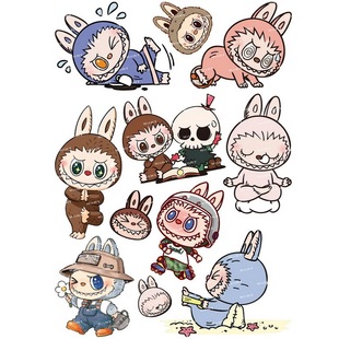 中号F0432 01labubu拉布布卡通可爱电脑笔记本吉他旅行拉杆箱贴纸