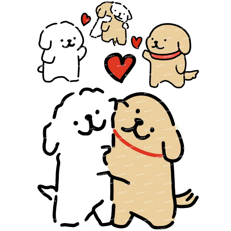 中号F0424-04线条小狗卡通动漫电脑笔记本吉他旅行拉杆箱贴纸