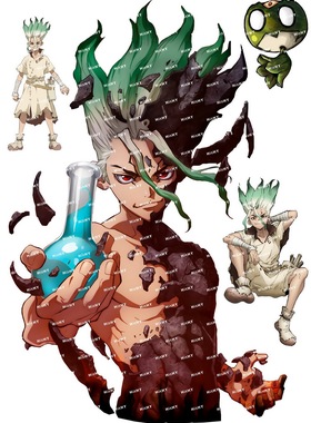 小号F0340-03新石纪卡通动漫笔记本电脑吉他杯手机旅行拉杆箱贴纸