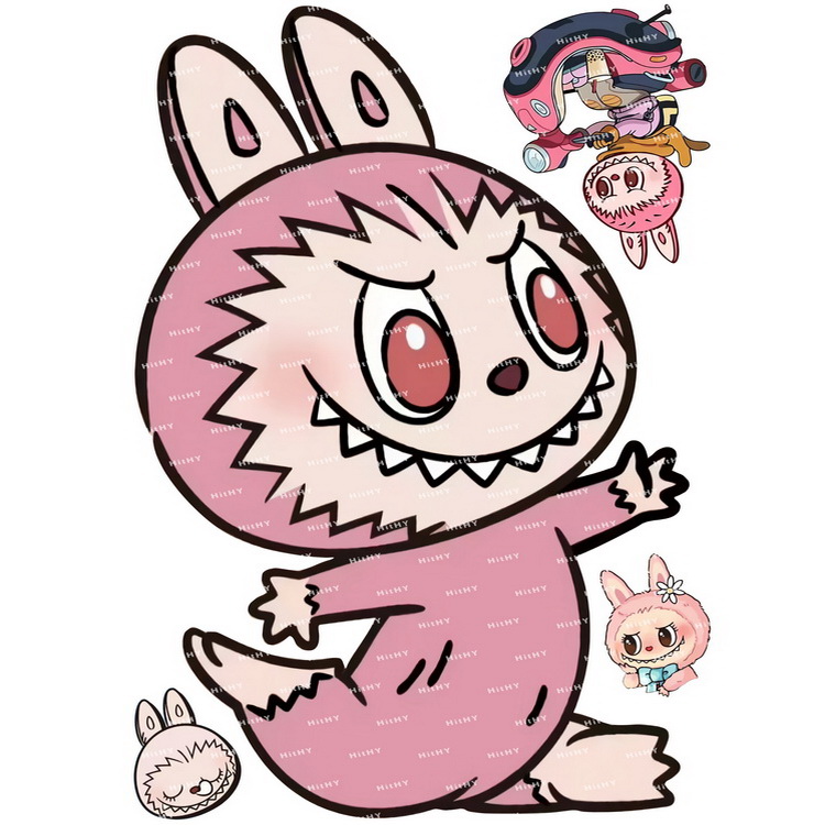 中号F0432-04labubu拉布布卡通可爱电脑笔记本吉他旅行拉杆箱贴纸