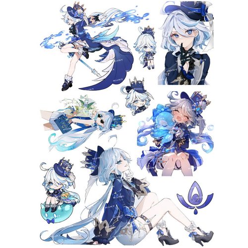 中号F0419-04原神水神芙宁娜游戏电脑笔记本吉他旅行拉杆箱贴纸