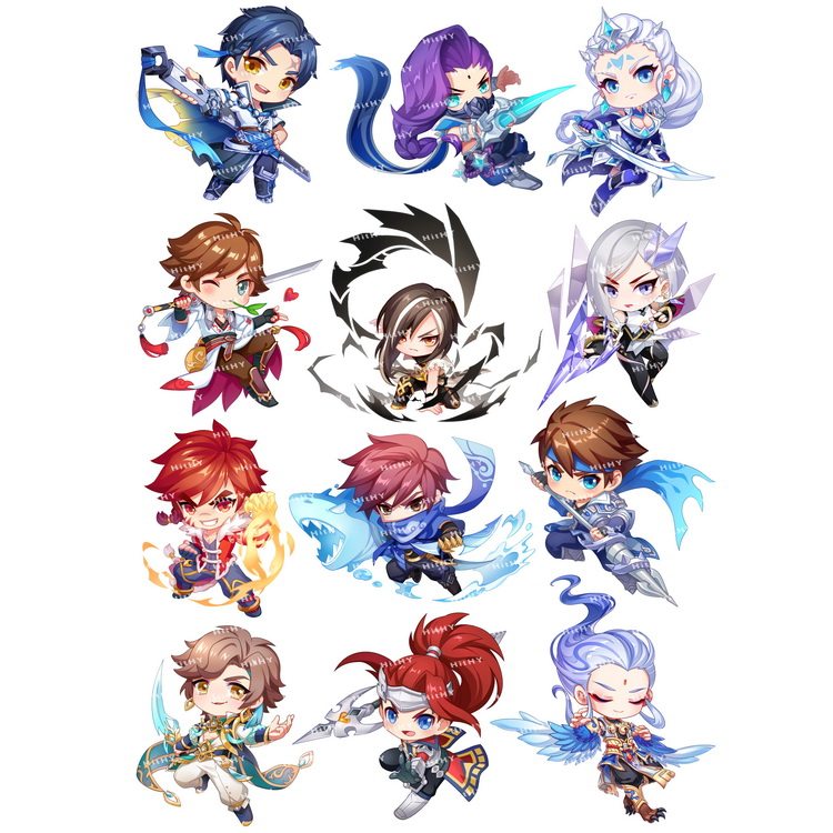 王者荣耀Q版行李箱贴纸个性动漫可爱萌电脑ipad电动车头盔旅行