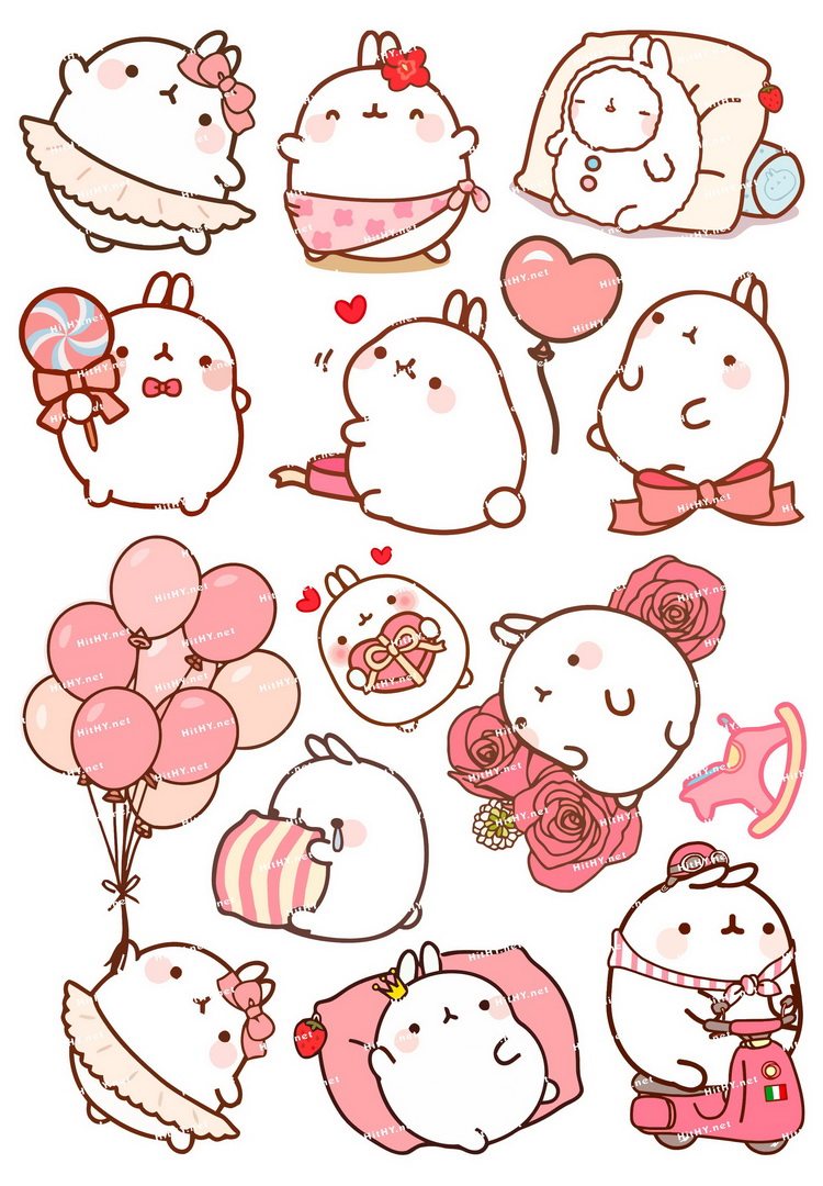 中号f0258-03molang土豆兔卡通动漫电脑手机旅行拉杆箱防水贴纸