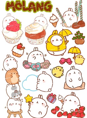 大号F0258-02molang土豆兔卡通动漫电脑手机旅行拉杆箱防水贴纸