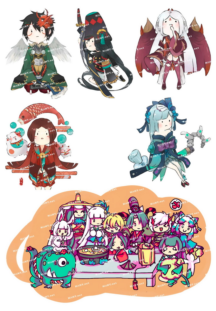 小号F0252-46阴阳师Q版卡通动漫电脑手机旅行拉杆箱贴纸防水