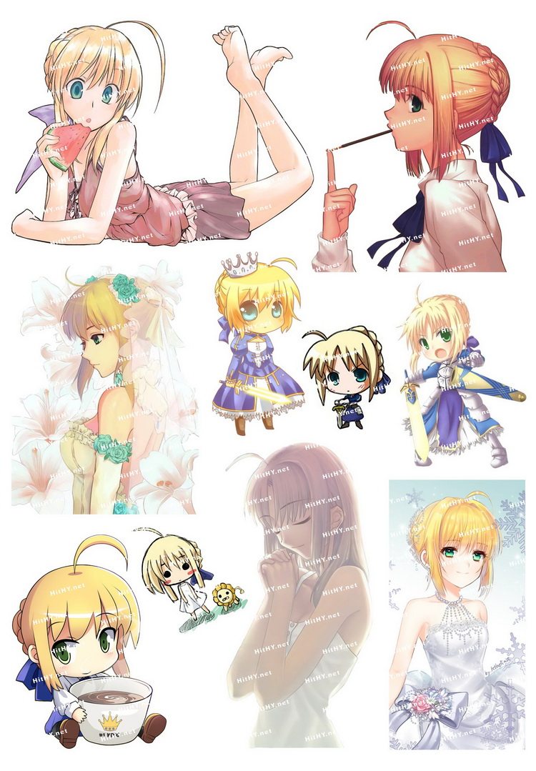 小号f0278-12fate stay night亚瑟王saber动漫电脑手机旅行箱贴纸