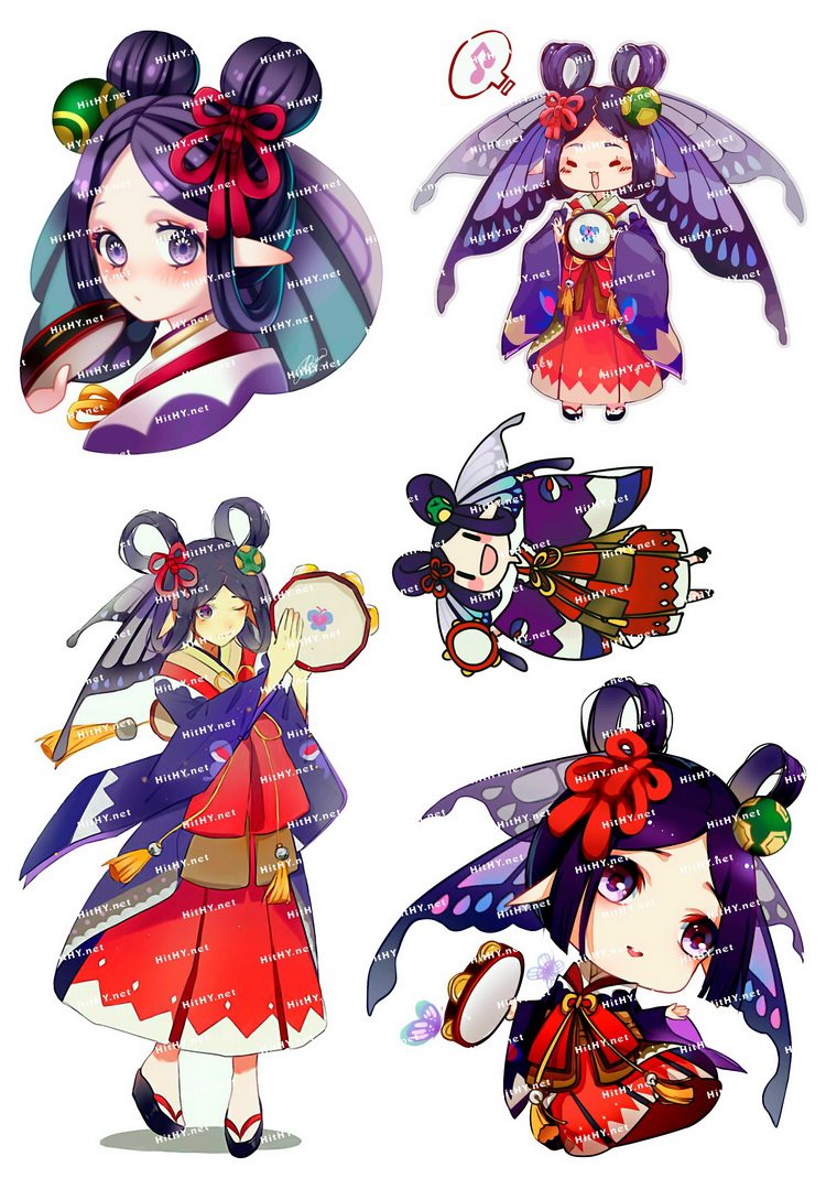 小号f0252-32阴阳师蝴蝶精卡通动漫电脑手机旅行拉杆箱贴纸防水