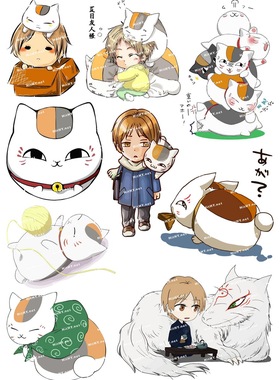 中号F0197-03夏目友人帐猫咪老师卡通动漫死飞旅行拉杆箱贴纸防水