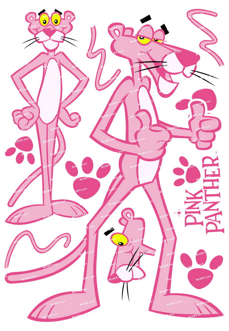 小号f0069-03粉红豹pink panther卡通电脑手机旅行拉杆箱贴纸防水