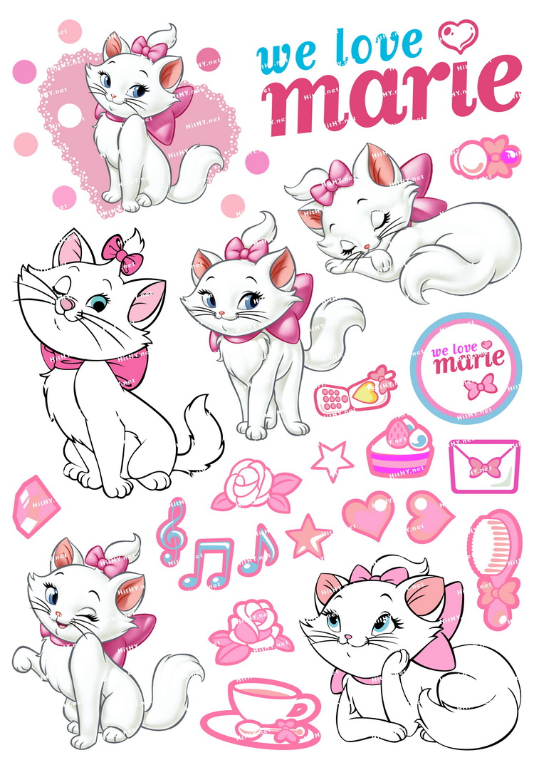 大号f0084-02marie猫 猫儿历险记-卡通动漫笔记本电脑旅行箱贴纸