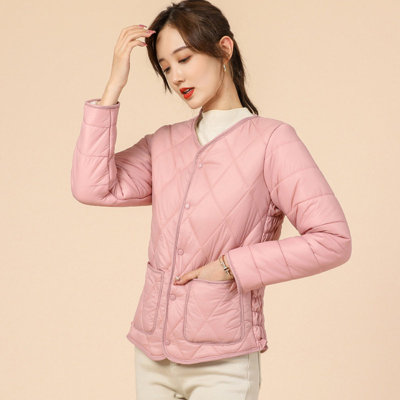 女士加绒加厚一体绒拼袖棉服