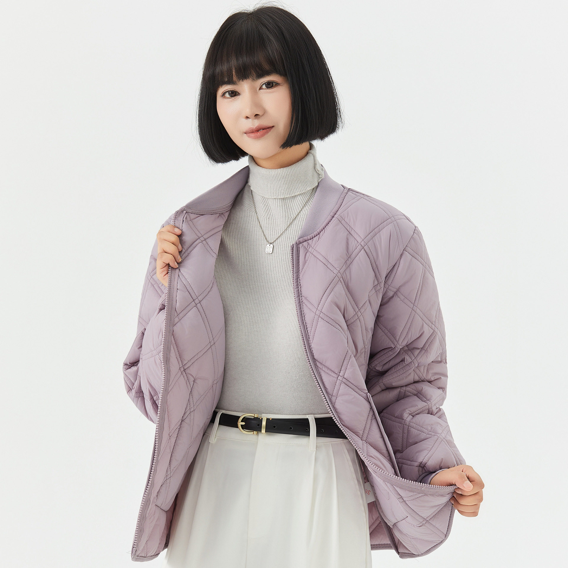 冬季加绒螺纹领情侣棉服
