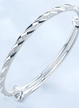 精美高品质银手镯 女士款流星雨镀银白银首饰品 情侣时尚轻奢简约