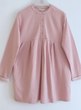 康妮雅家居服睡衣春秋季中厚圆领套头圆点单件女上衣62321可外穿