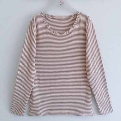 棉内衣康妮雅保暖女圆领条纹
